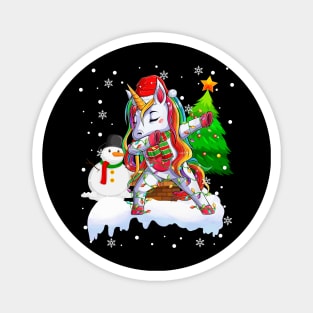 Christmas Lights Dabbing Unicorn Funny Dab Dance Unicorn Xmas Girls Women Magnet